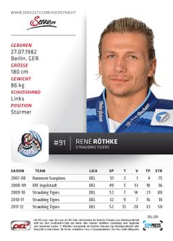 2012-13 Playercards (DEL) #DEL-289 Rene Rothke Back