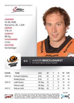 2012-13 Playercards (DEL) #DEL-299 Aaron Brocklehurst Back