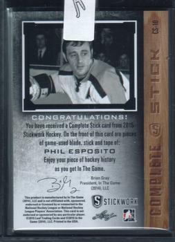 2015 Leaf In The Game Stickwork - Complete Stick #CS-10 Phil Esposito Back