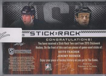 2015 Leaf In The Game Stickwork - Stick Rack 2 #SR2-29 Keith Tkachuk / Jeremy Roenick Back