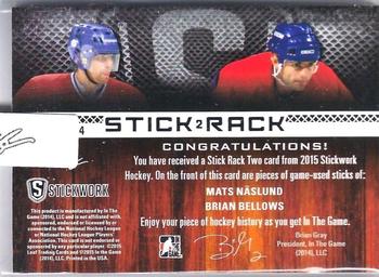 2015 Leaf In The Game Stickwork - Stick Rack 2 #SR2-34 Mats Naslund / Brian Bellows Back