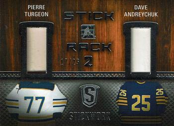 2015 Leaf In The Game Stickwork - Stick Rack 2 #SR2-42 Pierre Turgeon / Dave Andreychuk Front
