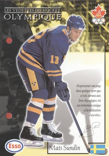 1997 Esso Olympic Hockey Heroes French #42 Mats Sundin Front