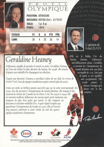1997 Esso Olympic Hockey Heroes French #57 Geraldine Heaney Back