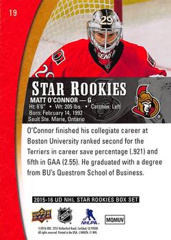 2015-16 Upper Deck Star Rookies #19 Matt O'Connor Back