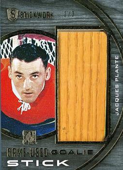 2015 Leaf In The Game Stickwork - Goalie Game-Used Stick Gold #GGS-14 Jacques Plante Front