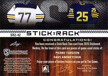 2015 Leaf In The Game Stickwork - Stick Rack 2 Gold #SR2-42 Pierre Turgeon / Dave Andreychuk Back