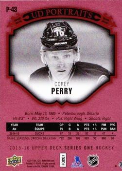 2015-16 Upper Deck - UD Portraits Red #P-43 Corey Perry Back