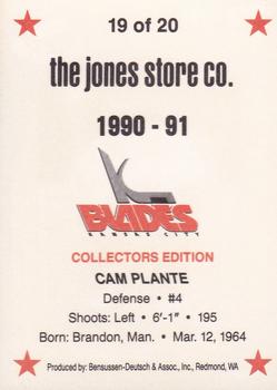 1990-91 Kansas City Blades (IHL) #19 Cam Plante Back