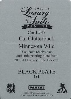 2010-11 Panini Luxury Suite - Printing Plate Black #35 Cal Clutterbuck Back