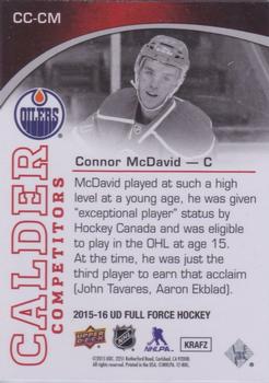 2015-16 Upper Deck Full Force - Calder Competitors #CC-CM Connor McDavid Back