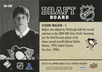 2015-16 Upper Deck Full Force - Draft Board #DB-EM Evgeni Malkin Back