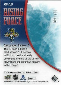 2015-16 Upper Deck Full Force - Rising Force #RF-AB Aleksander Barkov Back