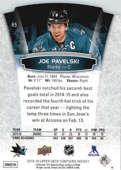 2015-16 Upper Deck Contours #65 Joe Pavelski Back
