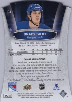 2015-16 Upper Deck Contours #103 Brady Skjei Back