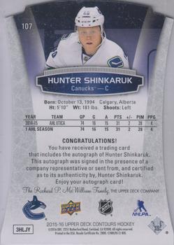 2015-16 Upper Deck Contours #107 Hunter Shinkaruk Back