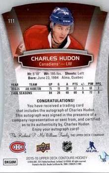 2015-16 Upper Deck Contours #111 Charles Hudon Back