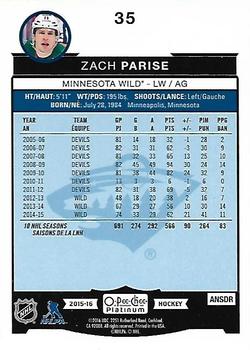 2015-16 O-Pee-Chee Platinum #35 Zach Parise Back