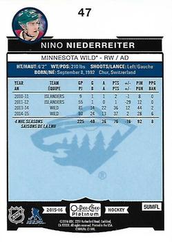 2015-16 O-Pee-Chee Platinum #47 Nino Niederreiter Back