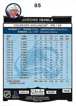 2015-16 O-Pee-Chee Platinum #85 Jarome Iginla Back
