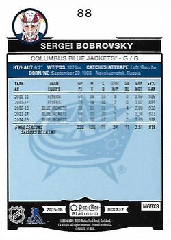 2015-16 O-Pee-Chee Platinum #88 Sergei Bobrovsky Back