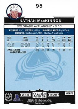 2015-16 O-Pee-Chee Platinum #95 Nathan MacKinnon Back