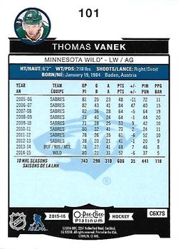 2015-16 O-Pee-Chee Platinum #101 Thomas Vanek Back