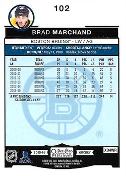 2015-16 O-Pee-Chee Platinum #102 Brad Marchand Back