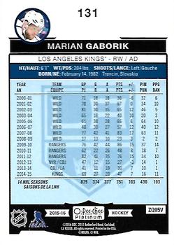 2015-16 O-Pee-Chee Platinum #131 Marian Gaborik Back