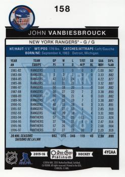 2015-16 O-Pee-Chee Platinum #158 John Vanbiesbrouck Back