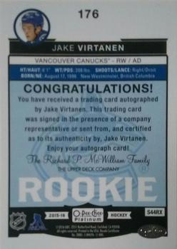 2015-16 O-Pee-Chee Platinum #176 Jake Virtanen Back