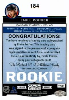 2015-16 O-Pee-Chee Platinum #184 Emile Poirier Back