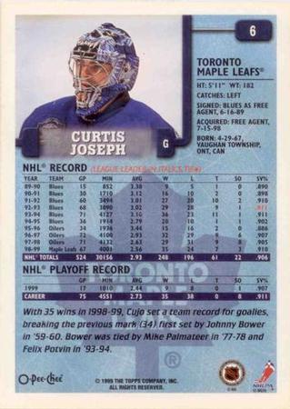 1999-00 O-Pee-Chee - Jumbos 3x5 #6 Curtis Joseph Back