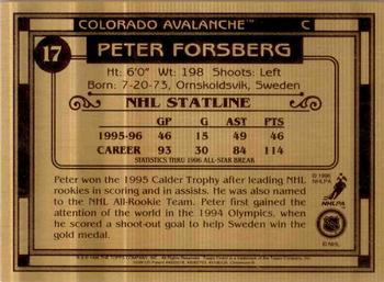 1994-96 Finest Bronze #17 Peter Forsberg Back