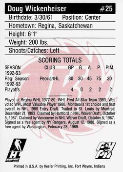 1993-94 Fort Wayne Komets (IHL) #NNO Doug Wickenheiser Back