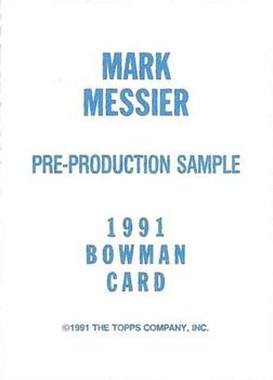 1991-92 Bowman - Pre-Production Samples #NNO Mark Messier Back