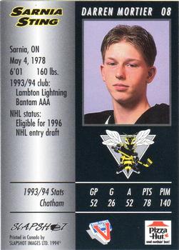 1994-95 Slapshot Sarnia Sting (OHL) #8 Darren Mortier Back