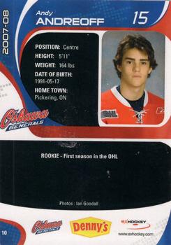 2007-08 Extreme Oshawa Generals (OHL) #10 Andy Andreoff Back