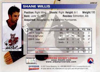 2006-07 Choice Albany River Rats (AHL) #22 Shane Willis Back