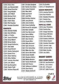 2002-03 Topps - Checklists Yellow #2 Checklist: 170-330 and Inserts Back