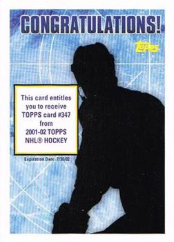 2001-02 Topps - Rookie Redemptions #NNO Card #347 Front