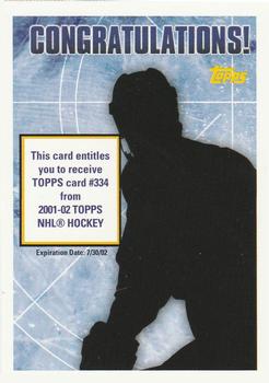 2001-02 Topps - Rookie Redemptions #NNO Card #334 Front