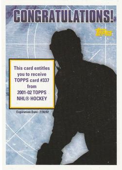 2001-02 Topps - Rookie Redemptions #NNO Card #337 Front