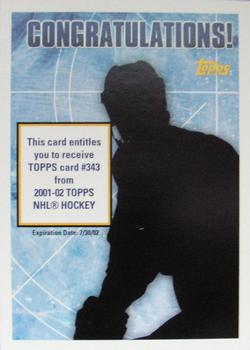 2001-02 Topps - Rookie Redemptions #NNO Card #343 Front