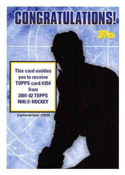 2001-02 Topps - Rookie Redemptions #NNO Card #354 Front