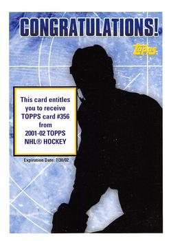 2001-02 Topps - Rookie Redemptions #NNO Card #356 Front