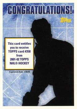2001-02 Topps - Rookie Redemptions #NNO Card #358 Front