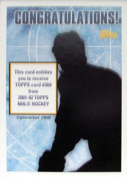 2001-02 Topps - Rookie Redemptions #NNO Card #360 Front