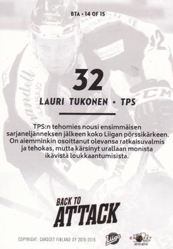 2015-16 Cardset Finland - Back to Attack #BTA14 Lauri Tukonen Back
