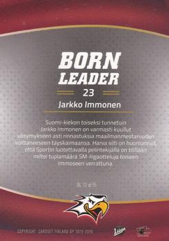 2015-16 Cardset Finland - Born Leader #BL12 Jarkko Immonen Back